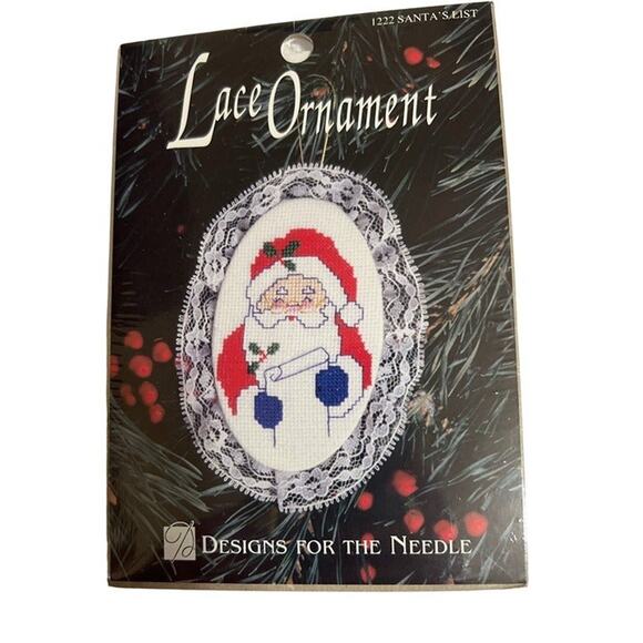 NWT Designs for the Needle Santa Claus List Lace Christmas Tree Ornament - Picture 1 of 2